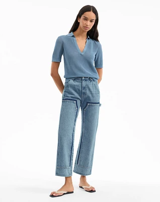 Dylan Patch-Front Straight-Leg Jeans in Sun Burst | Veronica Beard