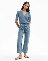 Dylan Patch-Front Straight-Leg Jeans in Sun Burst | Veronica Beard