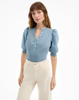 Coralee Puff-Sleeve Tee in Lake Mist | Veronica Beard