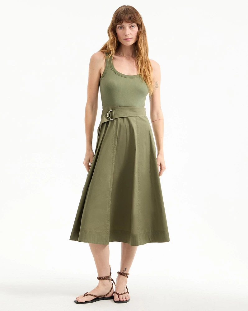 Ennis Mixed-Media Dress in Stone Army | Veronica Beard