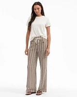 Zosia Knit Pant in White/Brown | Veronica Beard