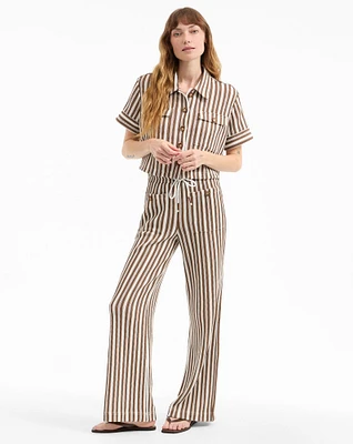 Bouvier Knit Top in White/Brown | Veronica Beard