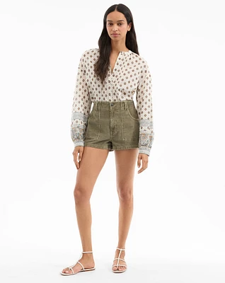 Sally Corduroy Shorts in Stone Army | Veronica Beard