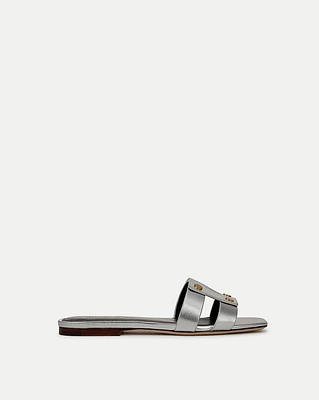 Via Slide Sandal in Silver | Veronica Beard