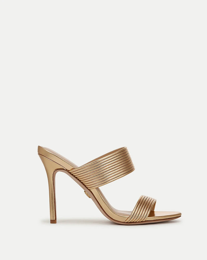 Asha Leather Sandal in Gold | Veronica Beard