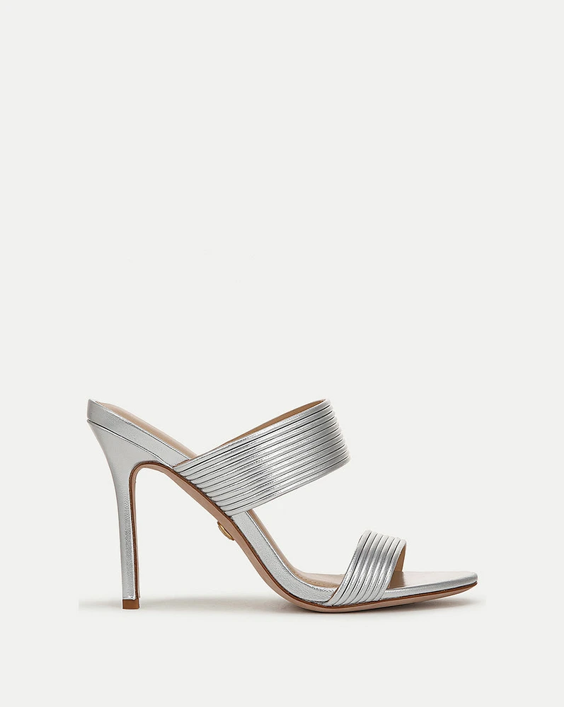 Asha Leather Sandal in Silver | Veronica Beard