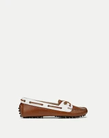 Jia Boating Loafer in White/Brown | Veronica Beard