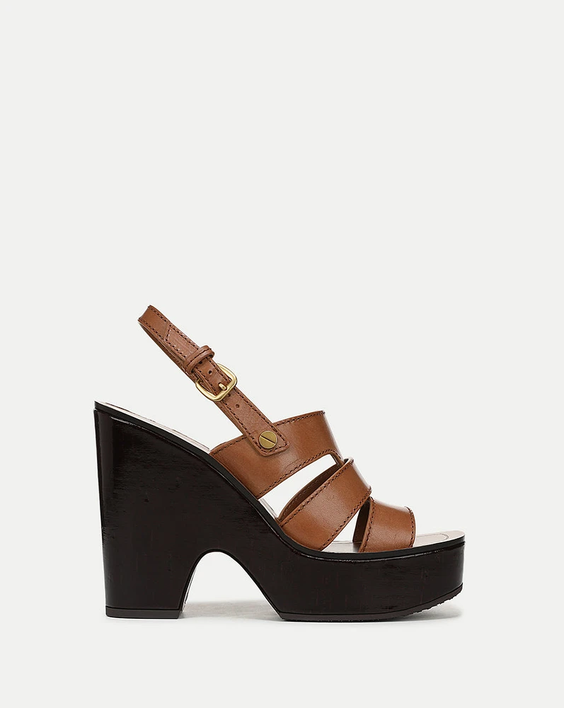 Peony Leather Platform Sandal in Honey | Veronica Beard