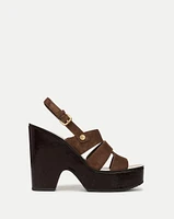 Peony Suede Platform Sandal in Cedar | Veronica Beard