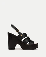 Peony Leather Platform Sandal in Black | Veronica Beard