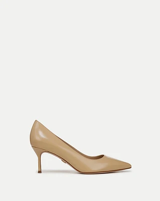 Rita Leather Pump in Beige | Veronica Beard