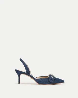 Roxy Denim Slingback Pump in Denim Blue | Veronica Beard