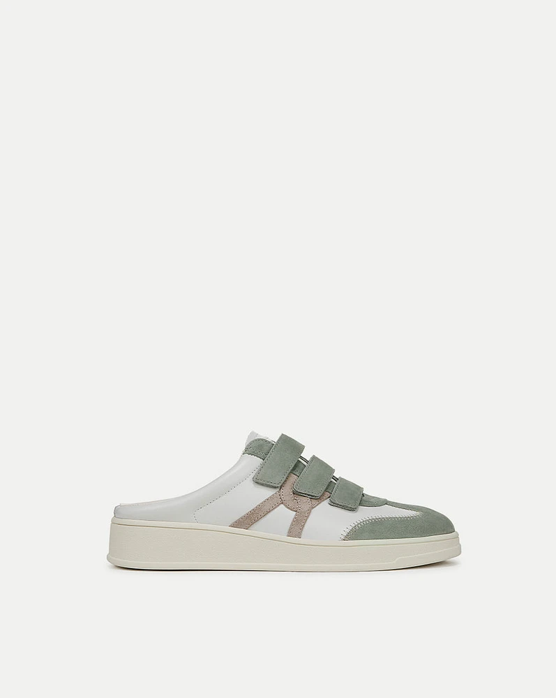 Reagan Velcro Mule in White/Green | Veronica Beard