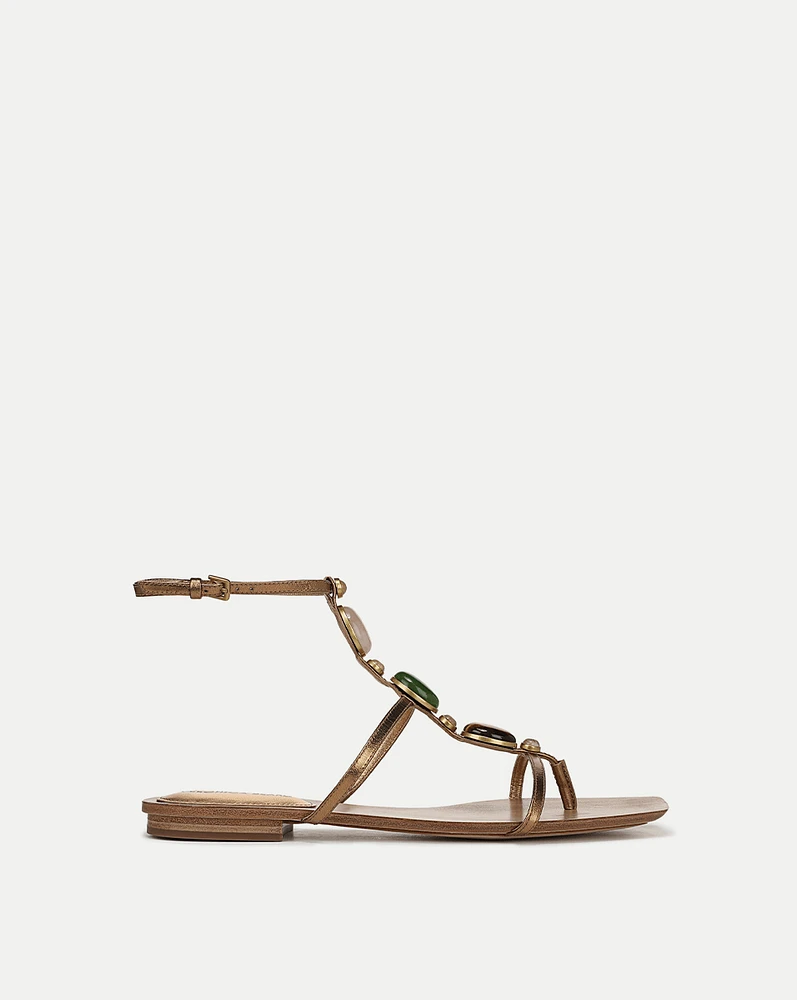 Alba Gemstone Sandal in Gold | Veronica Beard