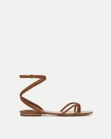 Allegra Suede Ankle-Wrap Sandal in Hazelwood | Veronica Beard