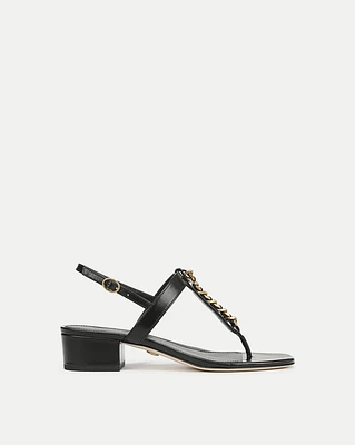 Andie Gold Chain-Link Heeled Sandal in Black | Veronica Beard