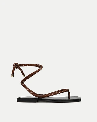 Carmina Cord Wrap Sandal in Cedar/Coconut | Veronica Beard