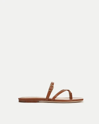 Marthe Leather Sandal in Honey | Veronica Beard