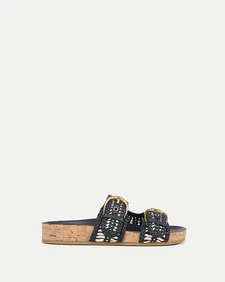 Prue Woven-Leather Sandal in Eclipse/Coconut | Veronica Beard