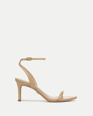 Sylvie Leather Ankle-Strap Stiletto Sandal in Wheat | Veronica Beard