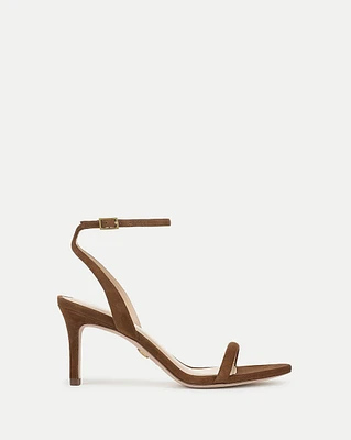 Sylvie Suede Ankle-Strap Stiletto Sandal in Chestnut | Veronica Beard