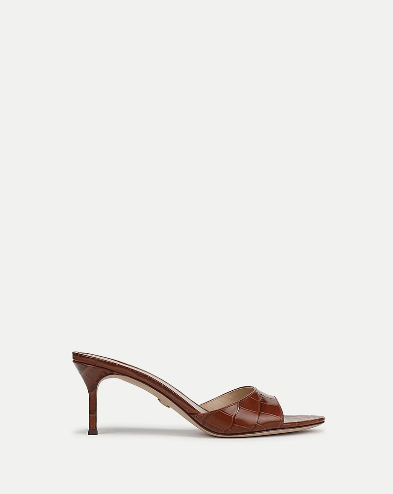 Tia Croc-Embossed Sandal in Hazelwood| Veronica Beard