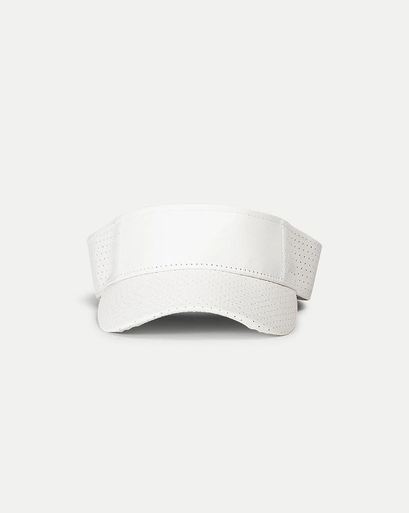 Vegan Leather Visor in White | Veronica Beard