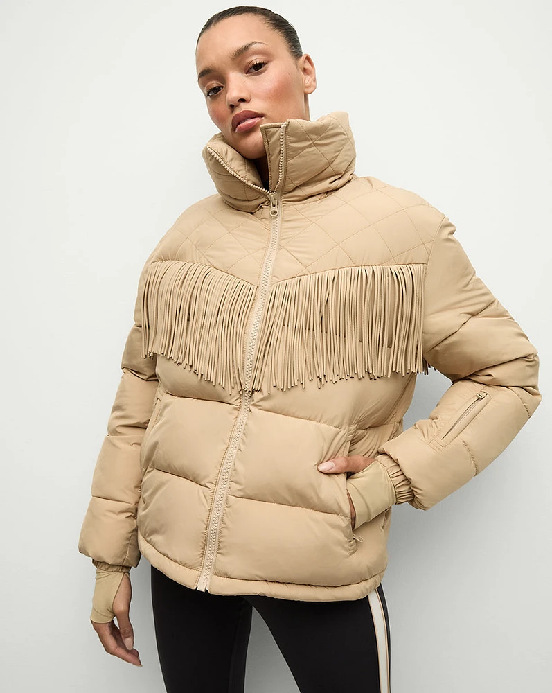 Fairbanks Fox Puffer Jacket in Khaki | Veronica Beard