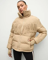 Fairbanks Fox Puffer Jacket in Khaki | Veronica Beard