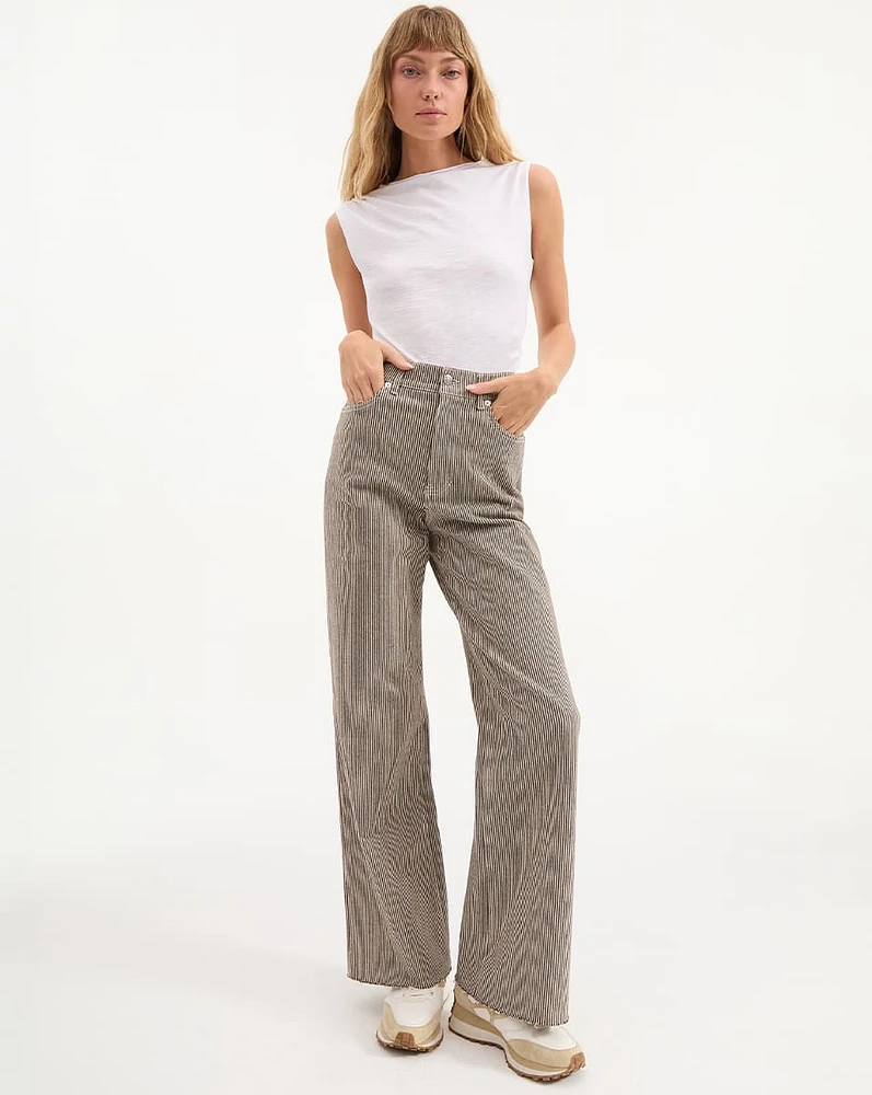 Taylor Wide-Leg Jean in Cedar Stripe | Veronica Beard