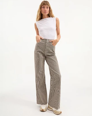 Taylor High Rise Wide Leg Jean in Cedar Stripe | Veronica Beard