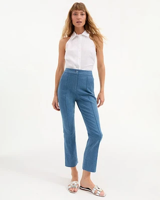 Kimra Straight Leg Pant in Blue Denim | Veronica Beard