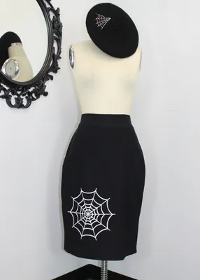 Spiderweb Pin Up Black Pencil Skirt