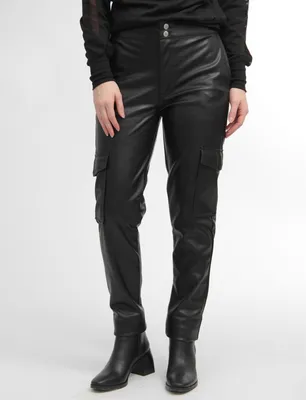 Faux Leather 4-Pocket Regular Fit Pants by Red Star (108-DNM1027 NOIR)