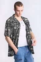 Arsenic Mens Tribal Print Button-Up - /