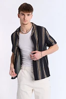 Arsenic Mens Vertical Stripe Gauze Button-Up - /