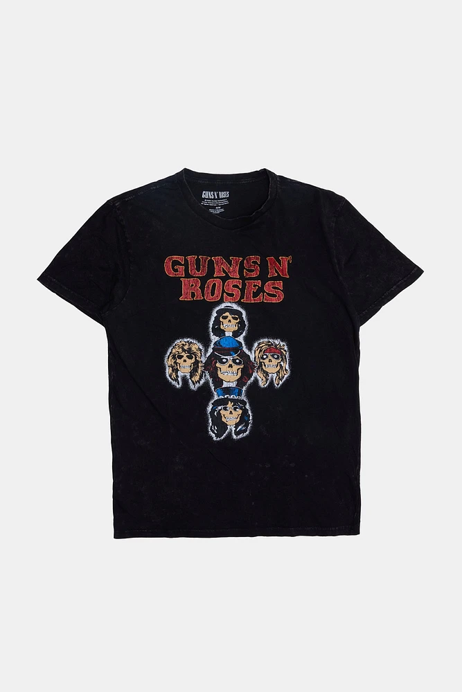 Mens Guns N' Roses Acid Wash T-Shirt - Black /