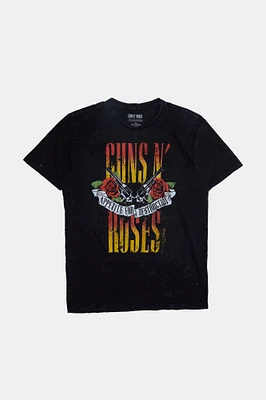 Mens Guns N' Roses World Tour Acid Wash T-Shirt - Black /