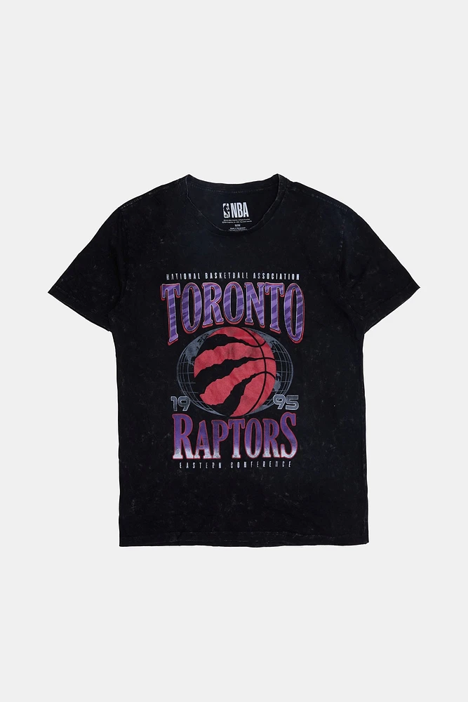 Mens Toronto Raptors Acid Wash T-Shirt - Black /