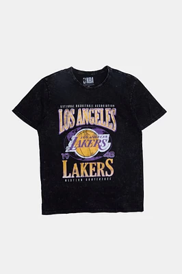 Mens LA Lakers Acid Wash T-Shirt - Black /