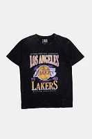 Mens LA Lakers Acid Wash T-Shirt - Black /