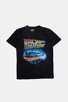 Mens Back To The Future Acid Wash T-Shirt - Black /