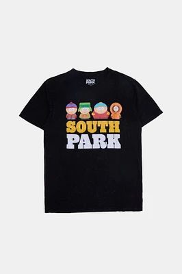 Mens South Park Acid Wash T-Shirt - Black /