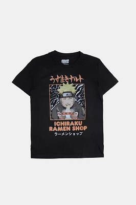 Mens Naruto Ramen Shop Graphic T-Shirt - Black /