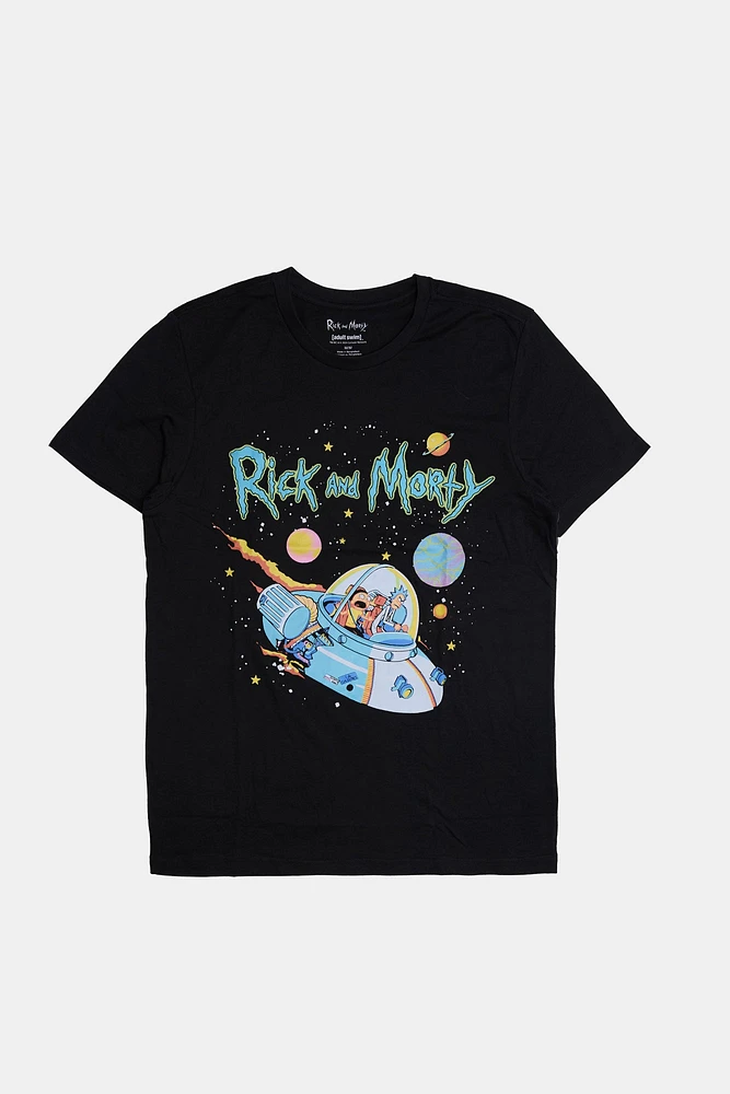 Mens Rick And Morty Graphic T-Shirt - Black /