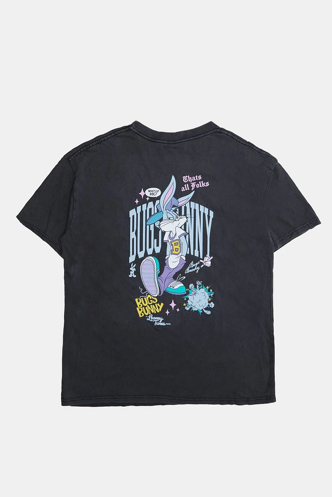 Mens Looney Tunes Bugs Bunny Washed T-Shirt - Black /