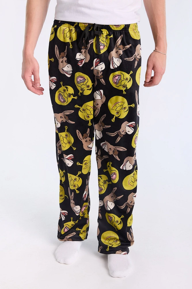 Mens Shrek & Donkey Pajama Bottoms - Green /