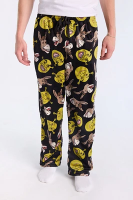 Mens Shrek & Donkey Pajama Bottoms - Green /