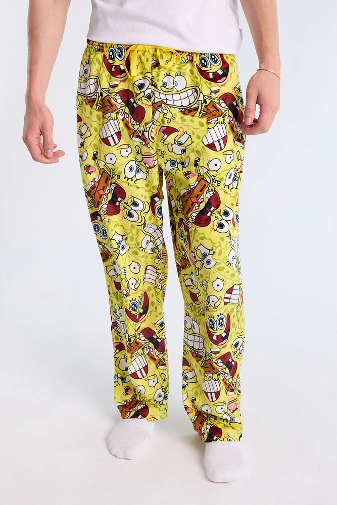 Mens SpongeBob SquarePants Pajama Bottoms - Yellow /