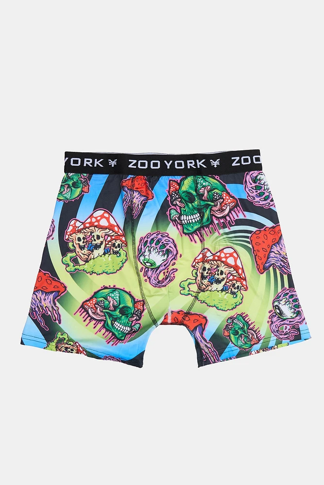 Zoo York Mens Skulls & Mushrooms Boxer Brief - Purple /